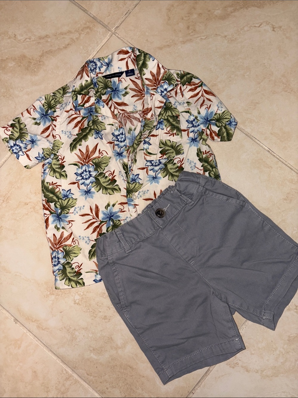 Janie and jack Tropical Floral Button-Up Shirt w